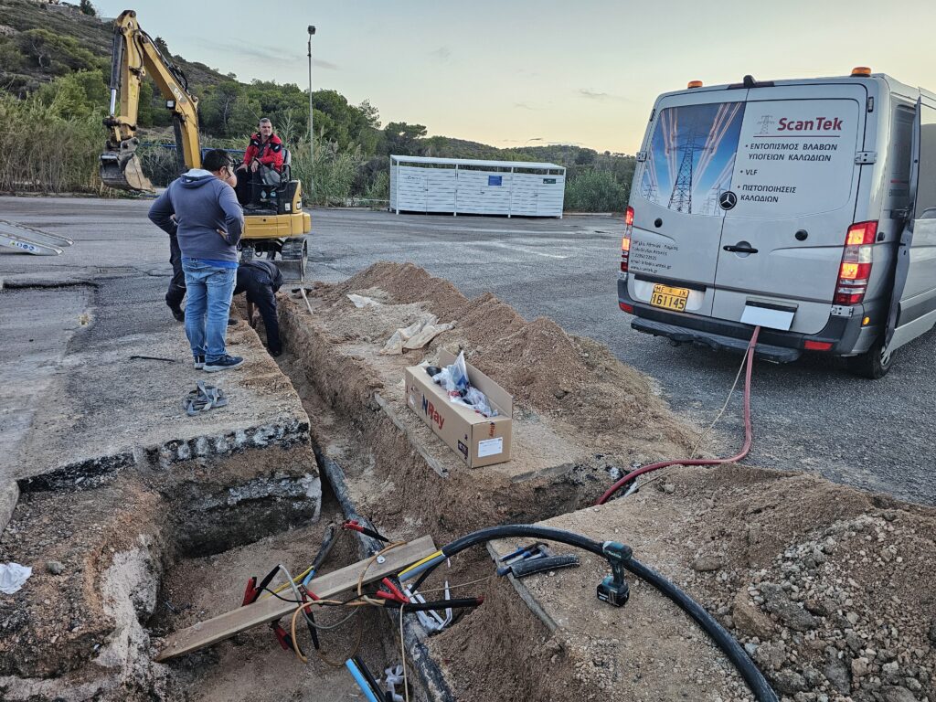 τεχνική ομάδα της ScanTek σε έργο καλωδίων μέσης τάσης